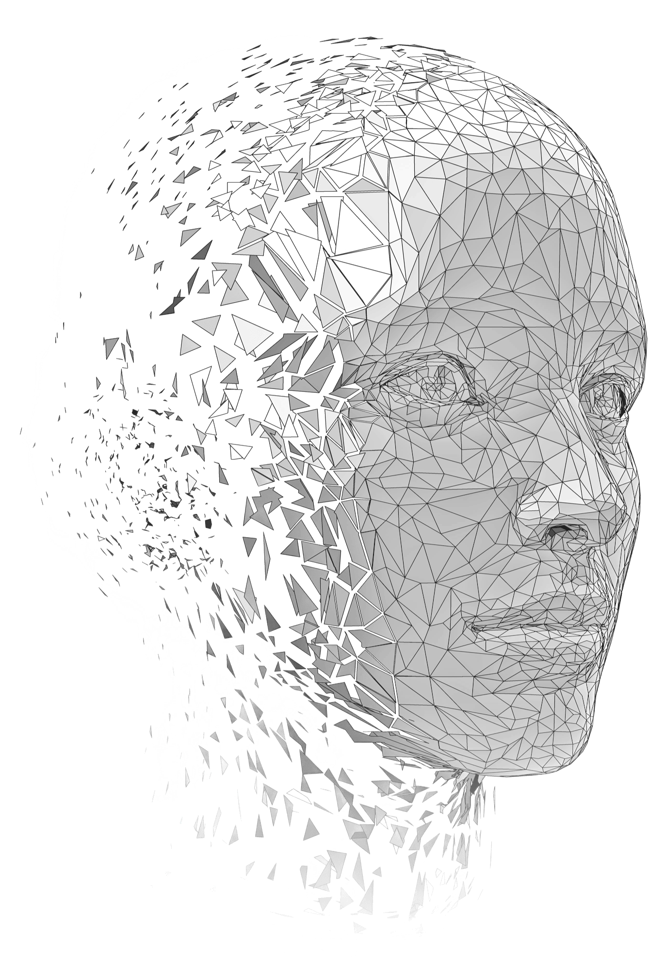 Digital wireframe human head representing Membrance AI